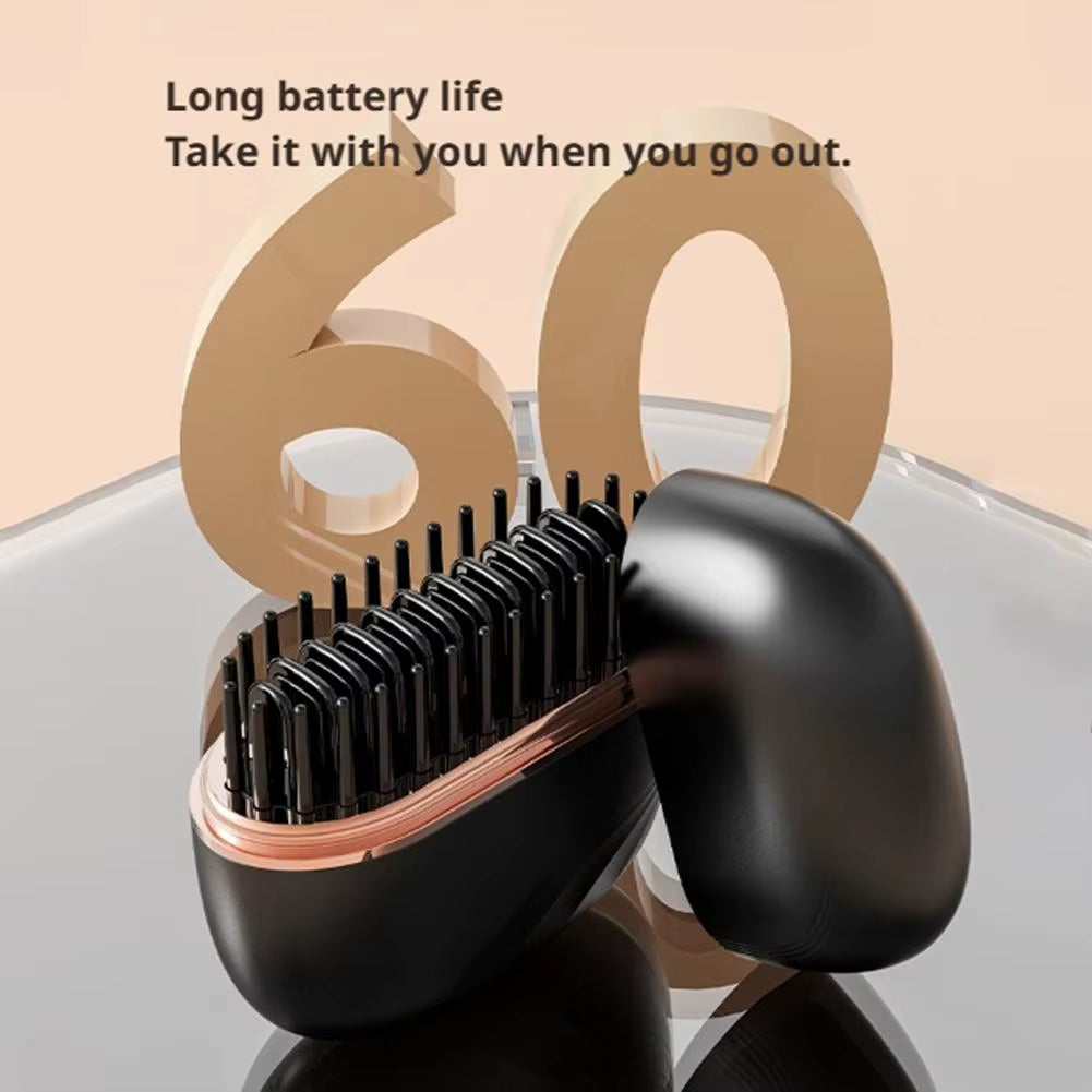 Portable Hair Styling Hair Straightener Mini Longlasting Fluffy Home Straight Hair Comb Wireless Negative Ion Straight Hair Comb